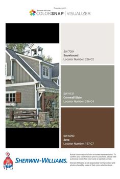 the color scheme for sherwinn's sidings is shown in brown, gray and