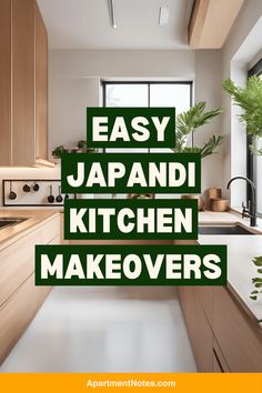 the words easy japanese kitchen makeovers in green