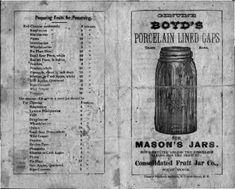 an old advertisement for mason's jars from the early 1900's is shown