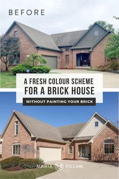 the before and after photos of a brick house