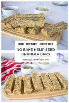 no bake hemp seed granola bars on a cutting board