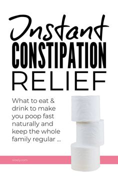 Get instant constipation relief naturally with food and drink that make you poop fast plus natural constipation remedies and healthy habits to keep the whole family regular. #constipation #constipationrelief #constipationremedies Instant Constipation Relief, How To Treat Constipation, Constipation Relief Fast, Ways To Relieve Constipation, Natural Constipation Remedies, Constipation Remedies, Chronic Constipation, Prevent Constipation, Constipation Relief