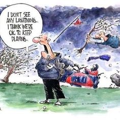 a cartoon depicting a man flying through the air with a golf club