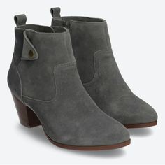 The Diba Sophia Suede Bootie Is A Stylish Way To Elevate Your Look. With A Padded Footbed, Inside Zip Closure, These Booties Are Comfortable And Practical. Pair Them With Jeans And A Cozy Sweater For A Casual Look. Dark Grey Heel Height 2.5" Shoe Closure Zipper Brand New W Tag - No Box Casual Closed Toe Booties For Work, Casual Low Heel Booties With Buckle, Casual Low Heel Booties With Buckle Closure, Casual Gray Heels, Casual Closed Toe Boots With Heel Tab, Casual Suede Booties For Work, Western Shoes, Short Leather Boots, Grey Heels