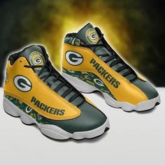 the green bay packers sneakers are on display