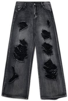 TALISHKO - Fringe Distressed Washed Jeans - streetwear fashion - talishko.com Black Distressed Grunge Jeans, Black Distressed Jeans In Grunge Style, Edgy Black Distressed Jeans, Edgy Distressed Black Jeans, Edgy Black Jeans With Holes, Black Gothic Jeans, Black Gothic Denim Jeans, Black Gothic Jeans For Fall, Edgy Washed Black Distressed Jeans