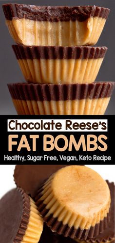 These healthy chocolate peanut butter fat bombs are an easy keto snack recipe that taste like biting into a Reeses peanut butter cup! #keto #recipe #ketosnack #healthysnack #fatbombs #chocolate #ketorecipe #healthy #peanutbutter #sugarfree #vegan