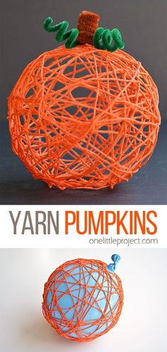 yarn pumpkins are the perfect halloween decoration for kids to make and they're so cute