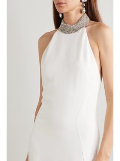 STELLA MCCARTNEY + NET SUSTAIN open-back embellished stretch-cady halterneck gown | NET-A-PORTER