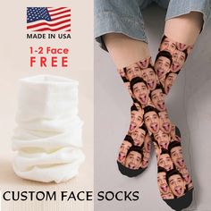 "🔔Custom Face on Socks, Personalized Photo Socks, Print Pet Picture Socks, Socks Gifts for Family / Lover, Valentine's Day Socks Gifts. 🧦Custom printed photo socks make the perfect gift for anyone for any occasion! You can put your face on the socks, your best friend or your loved one. It can be any picture you want to customize (Aha~ we do not accept customization of pictures of sensitive parts). The options are endless! 🧦Sock instructions * Type: 75% Polyester, 10% cotton, 10% chinlon, 5% s Wacky Socks, Christmas Socks Gift, Men Friends, Pet Picture, Face Socks, Socks Funny, Matching Socks, Husband Anniversary, Socks Gift