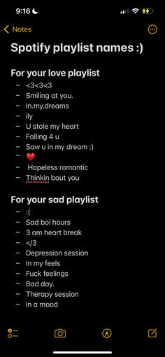 spotify playlist names for your love playlist