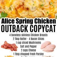 an advertisement for the alice spring chicken outback copycat, with instructions to make it