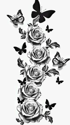 the letter f is made up of roses and butterflies