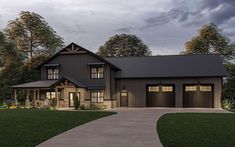 this is an artist's rendering of a two - story house with garages