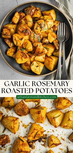 Garlic and Rosemary Roasted Potatoes in a bowl. Rosemary Red Potatoes, Rosemary Garlic Potatoes, Starch Sides, Easy Roasted Potatoes, Easy Mediterranean Recipes, Rosemary Roasted Potatoes, Holiday Roasts, Potatoes In Oven, Rosemary Potatoes