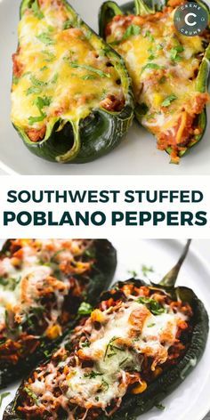 stuffed poblano peppers with cheese and other toppings