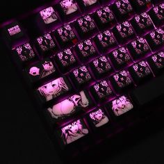 an illuminated keyboard with anime characters on it