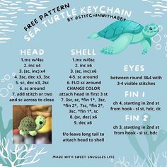 a poster with instructions for sea turtle keychain