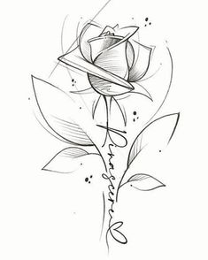 a drawing of a rose with the word love written in cursive writing on it