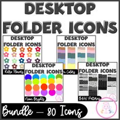 the desktop folder icons are displayed in different colors and sizes, including black and white