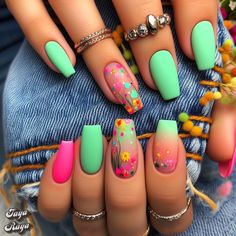 All Nail Shapes, Almond Stiletto, Feet Nail Design, Girls Nail Designs, Hello Nails, Hippie Nails, Sassy Nails, Vibrant Nails