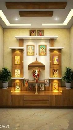 Home Temple Ideas Puja Room Hindus, Pooja Door, Pooja Unit, Pooja Door Design, Almirah Designs