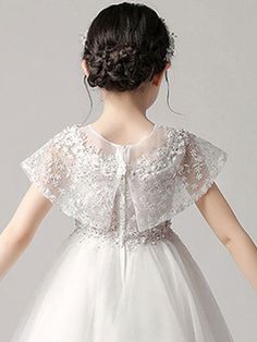 Flower Girl Dresses Jewel Neck Tulle Sleeveless Asymmetrical Princess Silhouette Embroidered Kids Party Dresses Lace Frocks, Frocks For Kids, Sleeveless Flower Girl Dresses, Princess Silhouette, Princess Flower Girl Dresses, Dresses Princess, Kids Dress Patterns, Kids Party Dresses, Kids Frocks