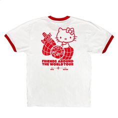 Hello Kitty Friends Around The World Tour Tshirt Brand New I Have: - 3 Men Size M - 1 Men Size Xs Hmu #Hellokitty #Anime #Japan #Hoodie #Pink Red Hello Kitty Cotton T-shirt, Red Cotton Hello Kitty T-shirt, Red Cotton T-shirt With Hello Kitty Print, White Hello Kitty Cotton T-shirt, White Cotton Hello Kitty T-shirt, Hello Kitty Cotton Top For Streetwear, World Tour Tshirt, Hello Kitty Friends, Suit Shop