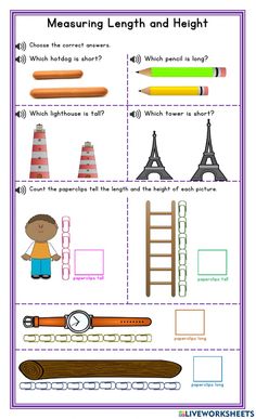 the measurement and height worksheet for kids