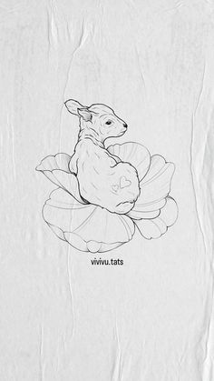 a drawing of a baby lamb sitting on top of a flower with the words viuu tarts written below it