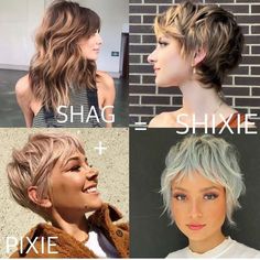 edgy and Bold: Short Hairstyles for Women Who Love to Stand Out Haircuts That Keep Hair Out Of Face, Texture Short Haircut, Boho Pixie Haircut, Full Face Pixie Haircut, "shixie" Haircut, Shag Pixie Cut Fine Hair, Growing Out Hair Styles, Shixie Hair, Shixie Haircut Girl