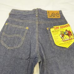 1960s Vintage Lee denim Pant LEE RIDERS Blue denim, yellow stitching, zipper fly Size: Waist - 29 Length - 32 Lee Denim, Blue Denim Jeans, 1960s Vintage, Denim Pant, Levi Jeans, Blue Denim, Denim Jeans, 1960s, Stitching