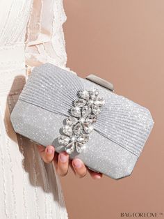 BagForLove - Deluxe Wedding Clutch with Diamond-styled Decoration - Versatile and Elegant Evening Bag Embellished Bags For Weddings, Embellished Bags For Wedding, Embellished Bags For Wedding Guests, Rectangular Rhinestone Bags For Wedding Guests, Rectangular Wedding Bags With Rhinestones, Silver Rectangular Shoulder Bag For Wedding, Silver Rhinestone Shoulder Bag For Wedding, Silver Handheld Shoulder Bag For Wedding, Rectangular Rhinestone Shoulder Bag For Weddings