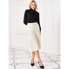 Keep your look formal and elegant in fall weather with this basic elegant skirt from Hobemty, featuring a high elastic waist, tweed fabric, A-line, and midi length. Pair with formal dressy tops for a chic office look. Comfortable and casual, this office skirt is perfect on its own or as a layer under a blazer or jacket. Focused on Ladies' Semi-Formal Wear - This elegant tweed skirt can be a perfect addition to almost any outfit from formal to daily wear, great for work, meetings, office, busines Work Meetings, Semi Formal Wear, Look Formal, Office Skirt, Elegant Skirt, Chic Office, Denim Maxi Skirt, Tweed Skirt, Slip Skirt