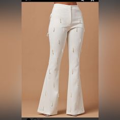 Fashion Nova Luxe White Flare, Pearl Detail Pants, Size 3x White Cotton Bottoms For Night Out, Search By Photo, White Flares, Fashion Nova Pants, Jumpsuit Fashion, Fashion Nova, Pant Jumpsuit, Pants For Women, Spandex