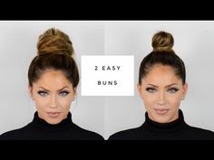 Top Bun Hair, Hair Knot Tutorial, Easy Buns, Easy Top Knot, Two Buns Hairstyle, Top Knot Tutorial, Olivia Pierson, Oribe Dry Texturizing Spray, Rainy Day Hairstyles