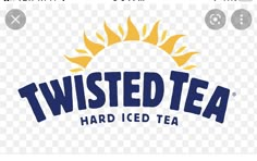 the logo for twisted tea, which has been changed to be blue and yellow with sun on