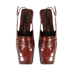 Our Arizona Slingback Loafers are crafted from croco-embossed leather, giving them a textured and deluxe appearance. The croco-embossed pattern adds a touch of sophistication and an exotic flair, making the loafers stand out. The design features a low-block heel, providing a balance of comfort and style. The slingback strap is adjustable, ensuring a secure fit. Our Arizonas are iconic and contemporary, suiting casual and slightly dressier occasions. 
Materials: Leather Upper | Leather OutsoleHeel Type: Low HeelHeel Style: Block HeelToe Style: Square ToeClosure Type: Buckle UpCounter Type: OpenedHeel Height: 1 In | 25 mmSKU: S2196000050002 Low Block Heels, Leather Pumps, Embossed Leather, Block Heels, Arizona, Heel Height, Leather Upper, Loafers, Buckle