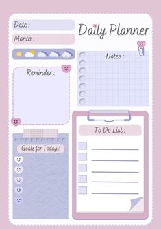 a daily planner with notes and reminders on the page, in pastel colors