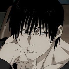 an anime character with black hair and white shirt