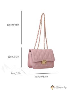 BirdinBag - Chic Metallic Chain Shoulder Bag with Fashionable Stitching. Pink Rectangular Bag With Chain Detail, Pink Rectangular Bag With Chain, Rectangular Pink Bag With Chain, Pink Rectangular Chain Bag, Elegant Pink Satchel With Chain Strap, Word Wrap, Bag Bag, Chain Shoulder Bag, Save The Planet