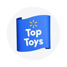 a blue banner with the words top toys on it