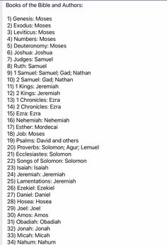 the top ten books of the bible and authors in one page, with their names on them