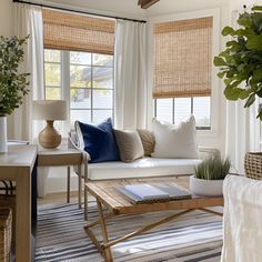 Curtains living room Woven Shades With Curtains Living Room, Bamboo Roman Shades Kitchen, Bamboo Window Treatments, White Blinds Living Room, Woven Shades Living Room, Bamboo Blinds With Curtains, Bamboo Shades With Curtains, Bamboo Shades Bedroom