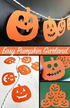 an easy pumpkin garland made from construction paper