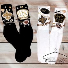 Elevate your sock game with our Trendy Jeweled Junk Socks, the perfect accessory to flaunt your school spirit, favorite team, or any special theme! Designed for those who love to express their individuality while staying cozy and fashionable, these socks are an essential addition to your wardrobe. Each pair features a uniquely designed combination of vibrant colors and eye-catching jeweled embellishments that shimmer and shine, ensuring you stand out in any crowd.  Leave detailed personalization notes so I can create a special design to represent your school colors, team logos, or simply reflect your personal flair. Perfect for students, alumni, or anyone with a passion for their favorite groups, these socks make a fantastic gift for any occasion. Join the trend and let your feet do the ta Junk Socks With Charms, Junk Socks, Bling Socks, Sock Game, Shimmer And Shine, Shimmer N Shine, School Colors, School Spirit, Socks And Hosiery