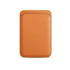 an orange leather wallet on a white background