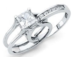 a princess cut diamond engagement ring set