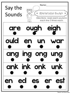 an english worksheet with the words say the sounds and numbers to be used