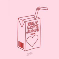 a pink box with a straw in it and the words self love juice on it